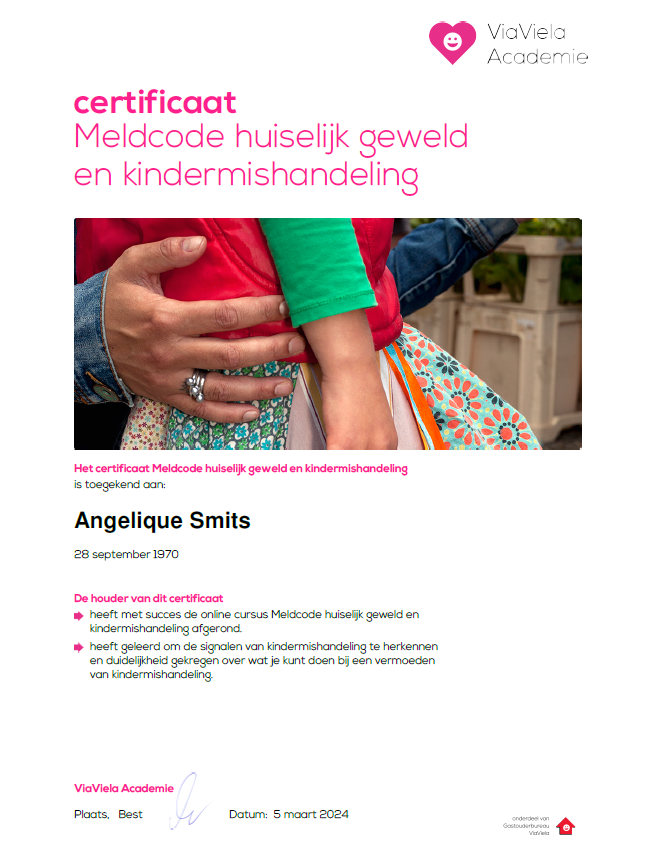 Certificaat Meldcode Huiselijk Geweld en Kindermishandeling