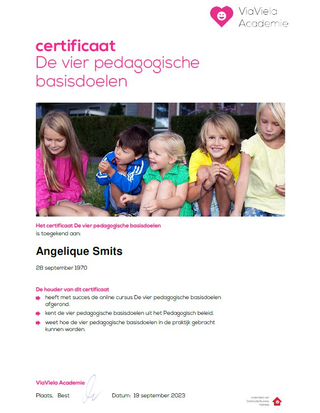 Certificaat 4 pedagogische doelen